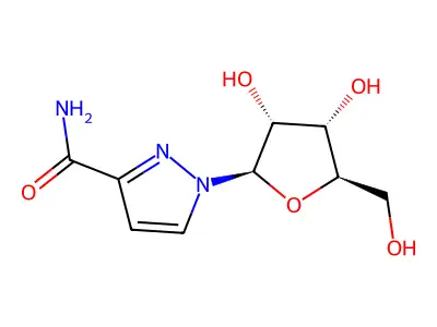 N^1-beta-D-Ribofuranosylpyrazole-3-carboxamiide structure