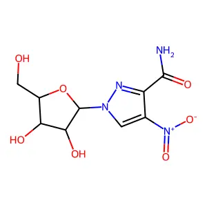 1-beta-D-Ribofuranosyl-4-nitro-pyrazole-3-carboxamide structure