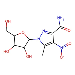 1-beta-D-Ribofuranosyl-5-methyl-4-nitropyrazole-3-carboxamide structure