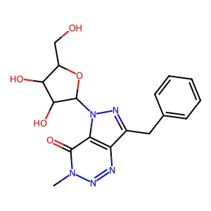 7-Benzyl-3-methyl-N5-beta-D-ribofuranosylpyrazolo(4,3-d)-1,2,3-triazin-4-one structure