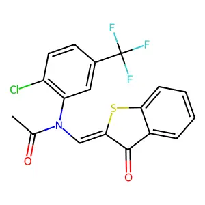 (Z)-N-(2-chloro-5-(trifluoromethyl)phenyl)-N-((3-oxobenzo[b]thiophen-2(3H)-ylidene)methyl)acetamide structure