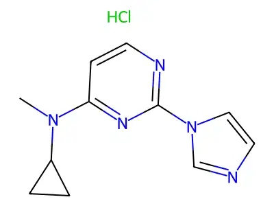 4-Pyrimidinamine, N-cyclopropyl-2-(1H-imidazol-1-yl)-N-methyl-, monohydrochloride structure
