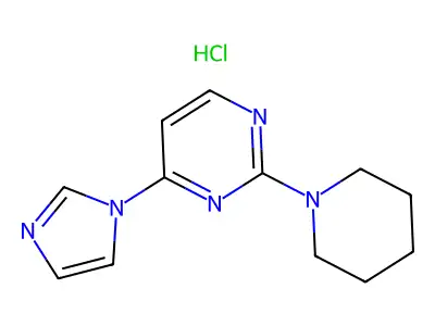 Pyrimidine, 4-(1H-imidazol-1-yl)-2-(1-piperidinyl)-, monohydrochloride structure