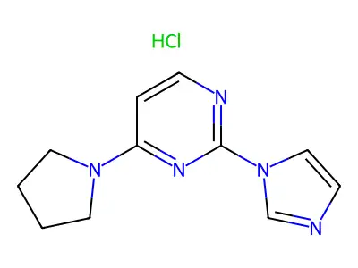 Pyrimidine, 2-(1H-imidazol-1-yl)-4-(1-pyrrolidinyl)-, monohydrochloride structure
