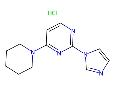 Pyrimidine, 2-(1H-imidazol-1-yl)-4-(1-piperidinyl)-, monohydrochloride structure
