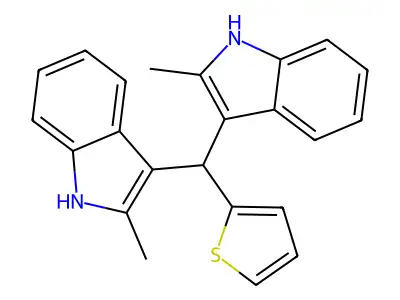 1H-Indole, 3,3'-(2-thienylmethylene)bis[2-methyl- structure