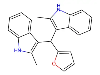 3-[(furan-2-yl)(2-methyl-1H-indol-3-yl)methyl]-2-methyl-1H-indole structure