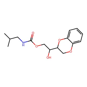 1,2-Ethanediol, 1-(1,4-benzodioxan-2-yl)-, isobutylcarbamate structure