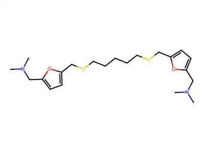 2-Furanmethanamine, 5,5'-(1,5-pentanediylbis(thiomethylene))bis(N,N-dimethyl- structure
