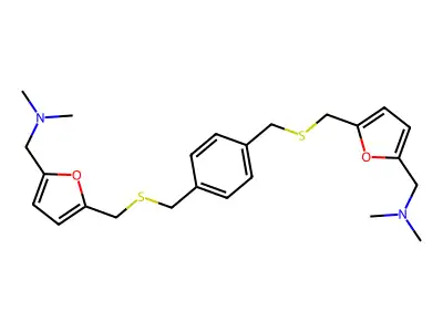 2-Furanmethanamine, 5,5'-(1,4-phenylenebis(methylenethiomethylene))bis(N,N-dimethyl- structure