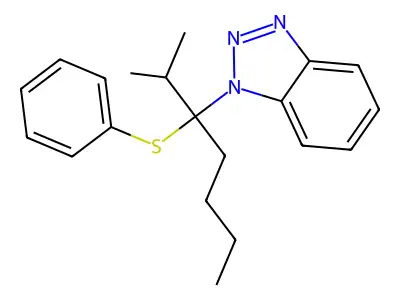 1-[2-Methyl-3-(phenylsulfanyl)heptan-3-yl]-1H-1,2,3-benzotriazole structure