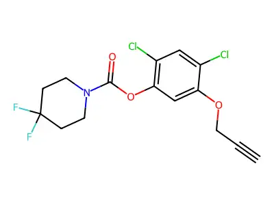 1-Piperidinecarboxylic acid, 4,4-difluoro-, 2,4-dichloro-5-(2-propynyloxy)phenyl ester structure
