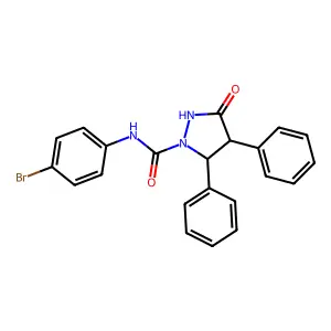 1-Pyrazolidinecarboxamide, N-(4-bromophenyl)-3-oxo-4,5-diphenyl-, (4S,5R)- structure