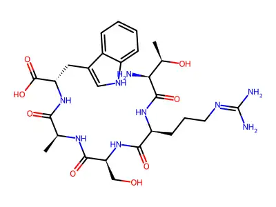 H-DL-xiThr-DL-Arg-DL-Ser-DL-Ala-DL-Trp-OH structure