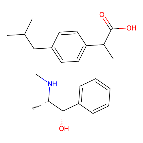 Ibuprofen and pseudoephedrine structure