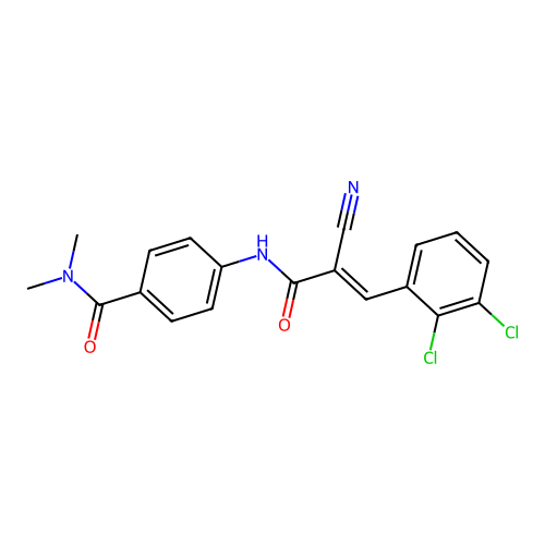 4-[2-cyano-3-(2,3-dichlorophenyl)prop-2-enamido]-N,N-dimethylbenzamide structure