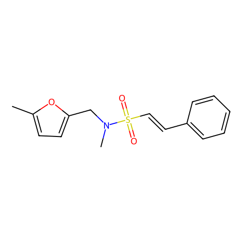 N-methyl-N-[(5-methylfuran-2-yl)methyl]-2-phenylethene-1-sulfonamide structure