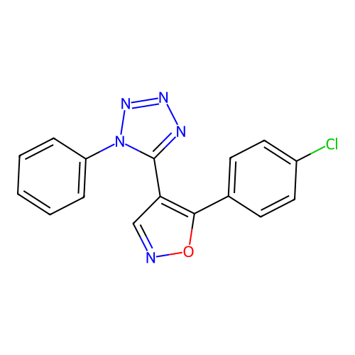 5-[5-(4-chlorophenyl)-4-isoxazolyl]-1-phenyl-1H-tetraazole structure