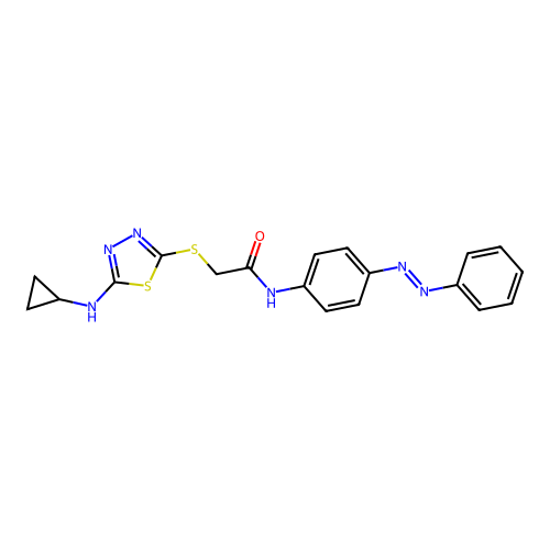 Acetamide, 2-[[5-(cyclopropylamino)-1,3,4-thiadiazol-2-yl]thio]-N-[4-(2-phenyldiazenyl)phenyl]- structure