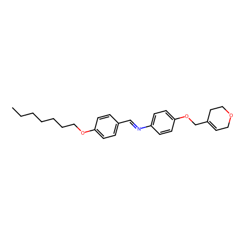 4-(3,6-dihydro-2H-pyran-4-ylmethoxy)-N-{(E)-[4-(heptyloxy)phenyl]methylidene}aniline structure