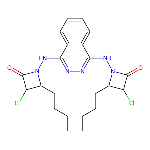 1,1'-(Phthalazine-1,4-diyldiazanediyl)bis(4-butyl-3-chloroazetidin-2-one) structure
