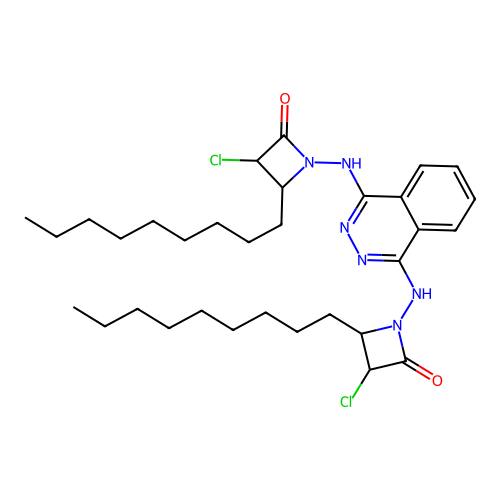 1,1'-(Phthalazine-1,4-diyldiazanediyl)bis(3-chloro-4-nonylazetidin-2-one) structure