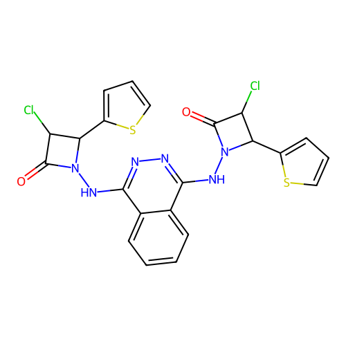 2-Azetidinone, 1,1'-(1,4-phthalazinediyldiimino)bis(3-chloro-4-(2-thienyl)- structure