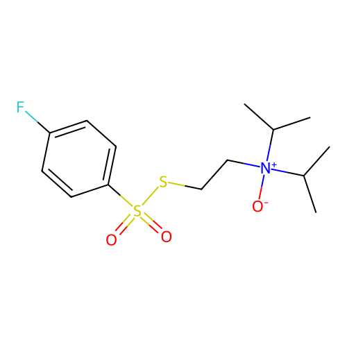 Benzenesulfonothioic acid, 4-fluoro-, S-(2-(bis(1-methylethyl)amino)ethyl) ester, N-oxide structure