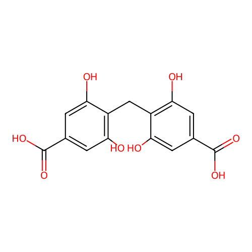 4-[(4-Carboxy-2,6-dihydroxyphenyl)methyl]-3,5-dihydroxybenzoic acid structure