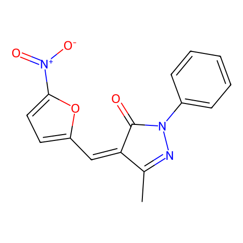 (4Z)-5-methyl-4-[(5-nitrofuran-2-yl)methylidene]-2-phenylpyrazol-3-one structure