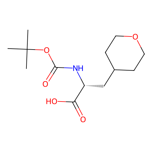 (R)-2-((tert-Butoxycarbonyl)amino)-3-(tetrahydro-2H-pyran-4-yl)propanoic acid structure