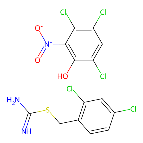 (2,4-Dichlorophenyl)methyl carbamimidothioate;3,4,6-trichloro-2-nitrophenol structure