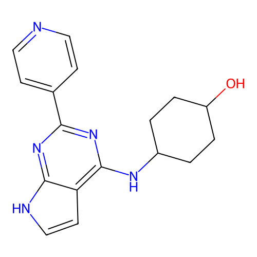 4-[(2-pyridin-4-yl-7H-pyrrolo[2,3-d]pyrimidin-4-yl)amino]cyclohexan-1-ol structure