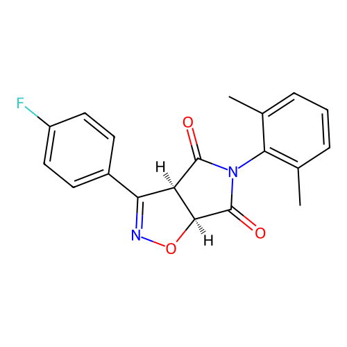 (3aR,6aS)-5-(2,6-dimethylphenyl)-3-(4-fluorophenyl)-3a,6a-dihydropyrrolo[3,4-d][1,2]oxazole-4,6-dione structure
