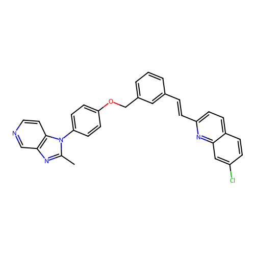 7-Chloro-2-((E)-2-{3-[4-(2-methyl-imidazo[4,5-c]pyridin-1-yl)-phenoxymethyl]-phenyl}-vinyl)-quinoline structure