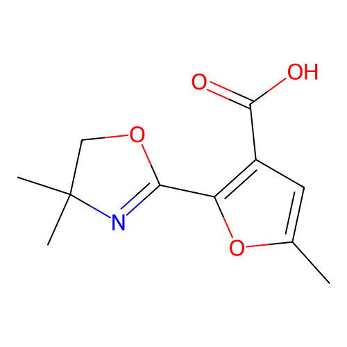 2-(4,4-dimethyl-5H-1,3-oxazol-2-yl)-5-methylfuran-3-carboxylic acid structure