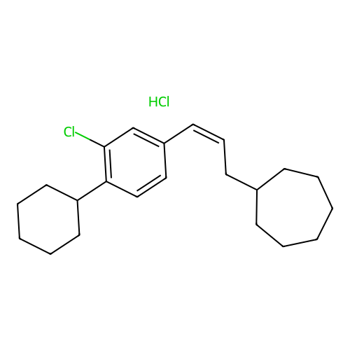 3-(Hexahydroazepin-1-yl)-1-(3-chloro-4-cyclohexylphenyl)-1-propene hydrochloride structure