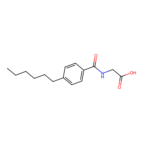 N-[(4-hexylphenyl)carbonyl]glycine structure