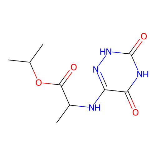methylethyl 2-[(3,5-dioxo-2H,4H-1,2,4-triazin-6-yl)amino]propanoate structure