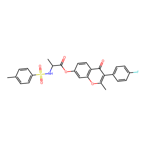 3-(4-fluorophenyl)-2-methyl-4-oxo-4H-chromen-7-yl 2-(4-methylphenylsulfonamido)propanoate structure