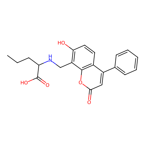 N-[(7-hydroxy-2-oxo-4-phenyl-2H-chromen-8-yl)methyl]norvaline structure