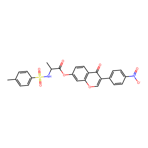 [3-(4-nitrophenyl)-4-oxochromen-7-yl] 2-[(4-methylphenyl)sulfonylamino]propanoate structure