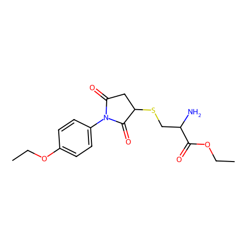 Ethyl 2-amino-3-[1-(4-ethoxyphenyl)-2,5-dioxoazolidin-3-ylthio]propanoate structure
