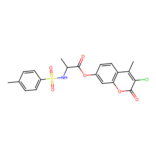 3-chloro-4-methyl-2-oxo-2H-chromen-7-yl 2-(4-methylphenylsulfonamido)propanoate structure