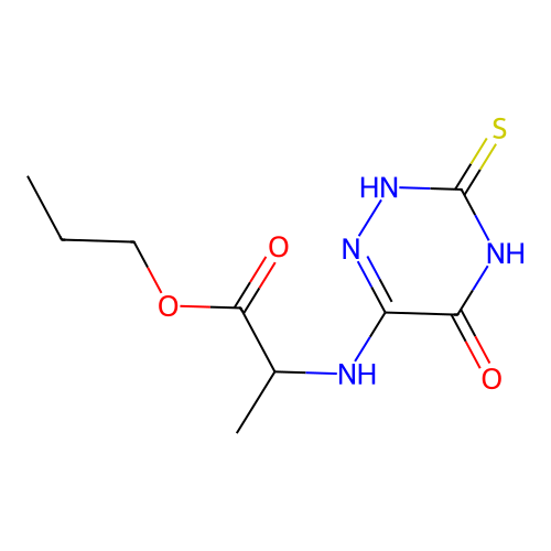 Propyl 2-((5-oxo-3-thioxo-2,3,4,5-tetrahydro-1,2,4-triazin-6-YL)amino)propanoate structure
