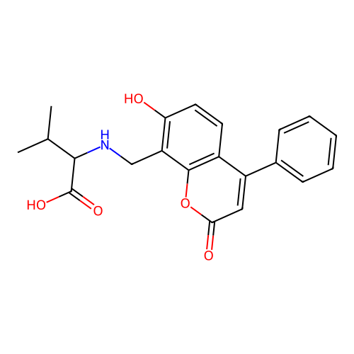 N-((7-Hydroxy-2-oxo-4-phenyl-2H-chromen-8-yl)methyl)valine structure