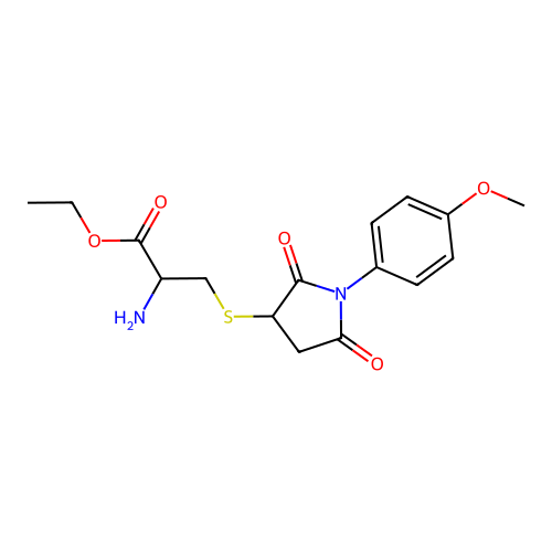 ethyl S-[1-(4-methoxyphenyl)-2,5-dioxopyrrolidin-3-yl]cysteinate structure