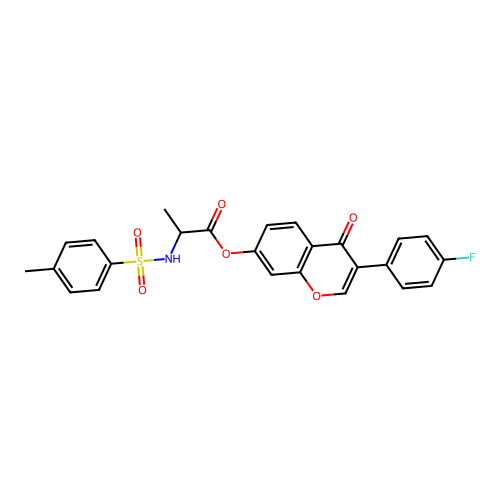 3-(4-fluorophenyl)-4-oxo-4H-chromen-7-yl 2-(4-methylphenylsulfonamido)propanoate structure