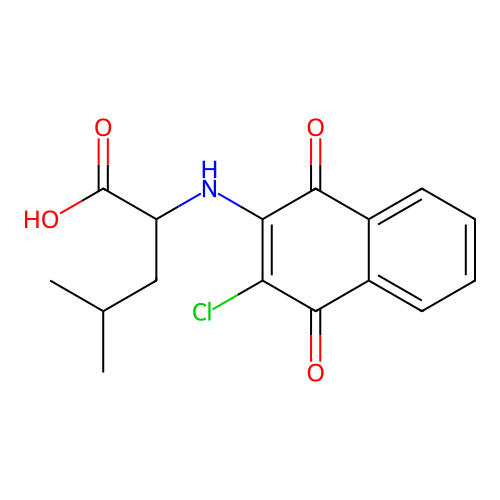 2-((3-Chloro-1,4-dioxo-1,4-dihydronaphthalen-2-yl)amino)-4-methylpentanoic acid structure