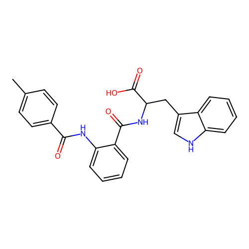 3-(1H-indol-3-yl)-2-[[2-[(4-methylbenzoyl)amino]benzoyl]amino]propanoic acid structure